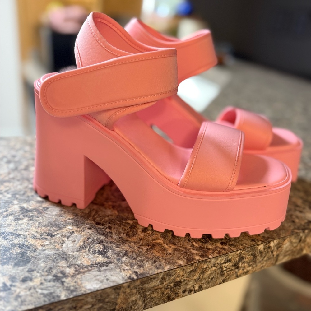 Olivia Miller Vibrant Pink Platform Chunky Heels